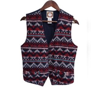 Vintage Erika Indian Print Western Style Wool Blend Vest
